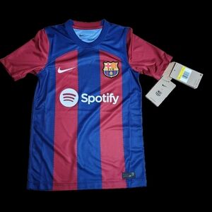 FC Barcelona Nike Home Stadium Soccer Jersey 2023-24 Boys Small Dri-Fit NWT